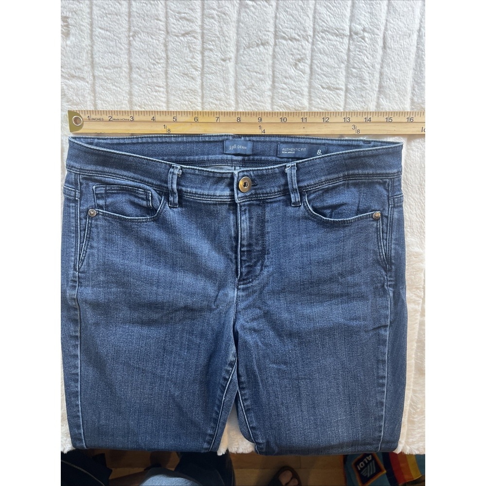 J Jill Denim Women 8P Blue Authentic Fit Slim Ankle Jeans Mid Rise Frayed - Picture 5 of 8